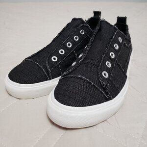 Corkys Babalu Canvas Laceless Slip-On Sneakers Black Women's Size 8 NWT